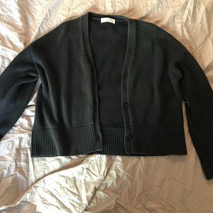 Everlane soft cotton square cardigan black